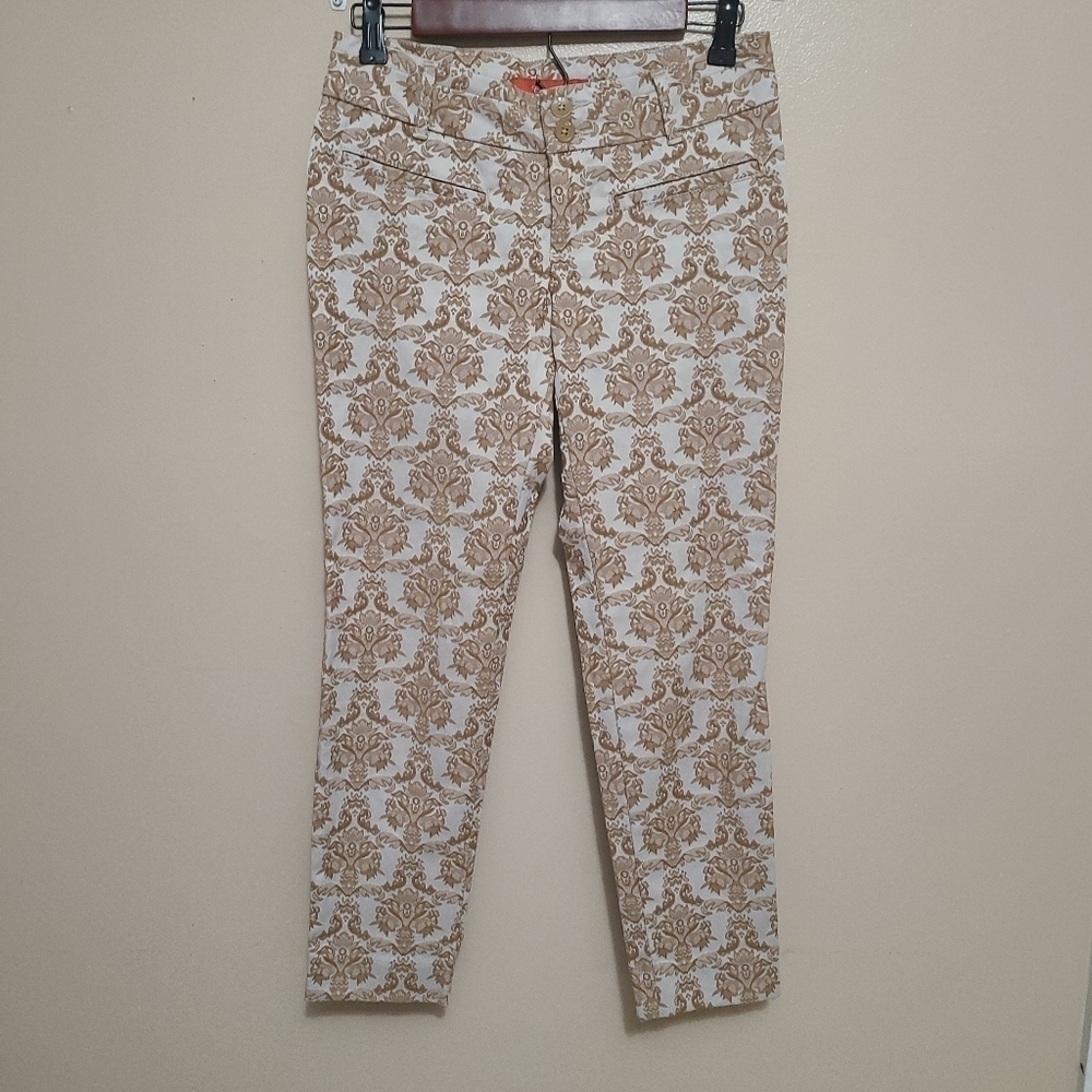 Anthropologie Cartonnier Charlie Crop Ankle Pant in Gold Barcade